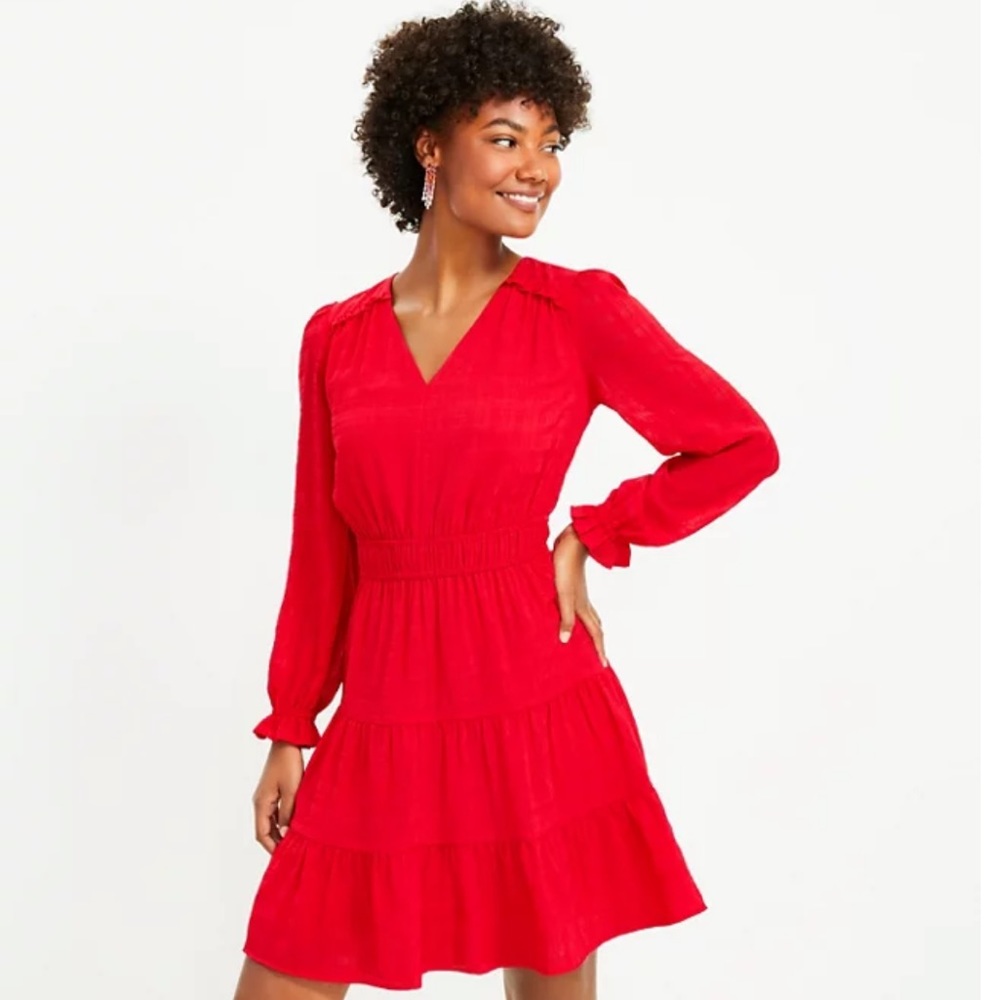 Ann Taylor LOFT textured red dress 💃🏻
